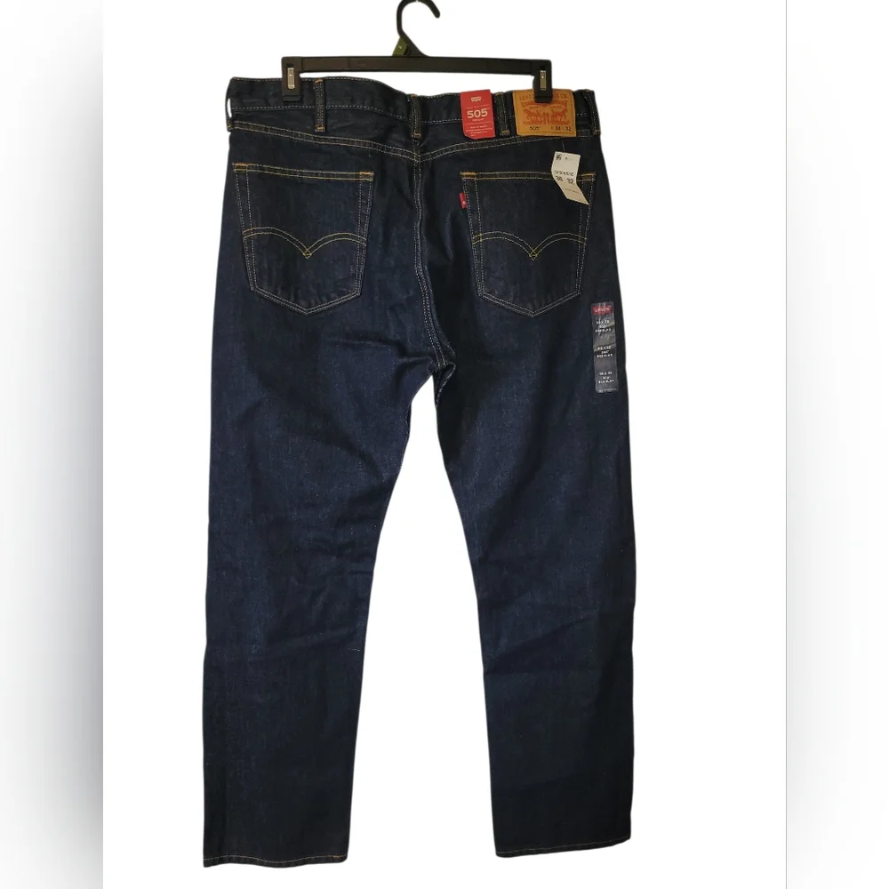 Levi's 505 Jeans Blank Red Tab NWT Men's 38X32 Regular Straight Leg Blue Denim